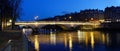 The night panoramic view of Louis-Philippe bridge, Paris, France. Royalty Free Stock Photo