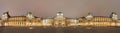 Night panoramic view of the Louvre Museum, Paris Royalty Free Stock Photo