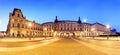 Night panoramic view of the Louvre Museum, Paris Royalty Free Stock Photo