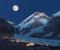 Night panoramic view of Mount Everest base camp Royalty Free Stock Photo