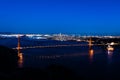 Night panoramic view of San Francisco and the Golden Gate Bridge Royalty Free Stock Photo