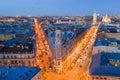 Night panoramic view from the top of the center of St. Petersburg