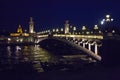 Paris city night lights. Bridge over the Seine Royalty Free Stock Photo