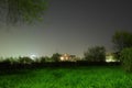 Night park in almaty, green grass.