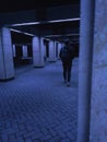 Night park dark boy body man walking neon blue velvet alone thinking street