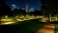 Night Park Illumination, Urban Oasis and Evening Tranquility Generative AI Royalty Free Stock Photo