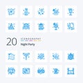 20 Night Party Blue Color icon Pack like disco group drum fireworks celebration