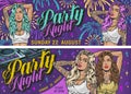 Night party colorful banners set