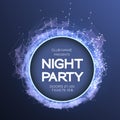 Night Party Dance Poster Background. Event celebration flayer. Futuristic technology style. Big data. abstract design with plexus.