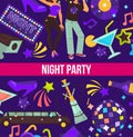 Night party dancing club disco ball and hookah