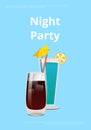 Night Party Drinks Promo Poster with Cocktail