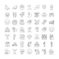 Night party linear icons, signs, symbols vector line illustration set Royalty Free Stock Photo