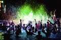 Night party of people in the pool. Royalty Free Stock Photo