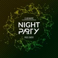 Night Party poster. Shiny banner club disco. Dj dance summer invitation