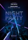 Night party vector flyer, poster with dancing people. Disco announcement Royalty Free Stock Photo