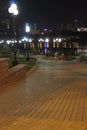 Night path to the embankment of the Kalmius River in the city of Donetsk Royalty Free Stock Photo