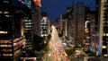 Night Paulista Avenue at downtown Sao Paulo Brazil. Business Offices. Royalty Free Stock Photo