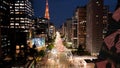 Night Paulista Avenue at downtown Sao Paulo Brazil. Business Offices. Royalty Free Stock Photo