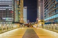 Night pedestrian bridge and building Royalty Free Stock Photo