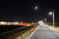 Night pedestrian bridge over the highway in Orihuela Costa.