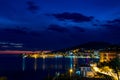 Night photo, Albania, Saranda, cityscape