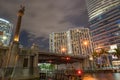 Night photo of the Brickell Bridge over the Miami River