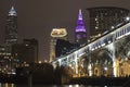 Night photo of the Detroit Superior Bridge Royalty Free Stock Photo
