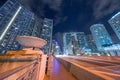 Night photo of Downtown Brickell from the draw bridge. Long exposure traffic light trails