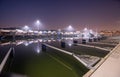 Night photo of empty marina at early spring.. Royalty Free Stock Photo