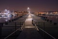 Night photo of empty marina at early spring.. Royalty Free Stock Photo