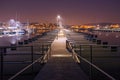 Night photo of empty marina at early spring.. Royalty Free Stock Photo