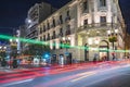 Night photo of entrance of NH Collection Victoria Hotel, street Recojidas of Granada 30.Sept.2020 Albacin, Granada, Spain. Long