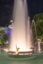 Night Photo of Fountains in front of Town Hall in Plovdiv, Bulgaria Royalty Free Stock Photo