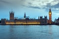 Night photo of Houses of Parliament with Big Ben, Westminster Palace, London, England Royalty Free Stock Photo