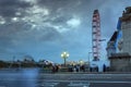 Night photo of The London Eye and County Hall from Westminster bridge, London, England, Great Brit Royalty Free Stock Photo