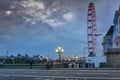 Night photo of The London Eye and County Hall from Westminster bridge, London, England, Great Brit Royalty Free Stock Photo