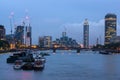 Night photo of The London Eye and County Hall from Westminster bridge, London, England, Great Brit Royalty Free Stock Photo