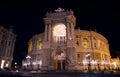 Night photo of National Opera and Ballet Theatre in Odessa Ukraine Royalty Free Stock Photo