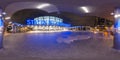 360 night photo New York Staten Island Ferry terminal neon blue sign