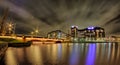 Night photo of PitkÃÂ¤silta and hotel Hilton in Hakaniemi, Helsinki. Photo taken in 2017