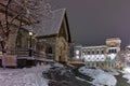 Night photo of Russian Church and Military Club in center of Sofia city Royalty Free Stock Photo