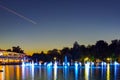 Night photo of Singing Fountains in City of Plovdiv Royalty Free Stock Photo