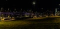 Night photo of the skating rink at the Heartland of America Park Omaha Nebraska USA Royalty Free Stock Photo