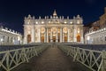 Night photo of Vatican and St. Peter`s Basilica in Rome, Italy