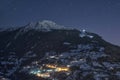 Night photo of Veysonnaz in Alps mountain resort Les 4 Vallees Switzerland Royalty Free Stock Photo