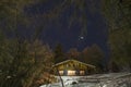 Night photo of Veysonnaz in Alps mountain resort Les 4 Vallees Switzerland Royalty Free Stock Photo