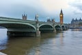 Night photo of Westminster Bridge and Big Ben, London, England Royalty Free Stock Photo