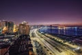 Night photograph in long exposure to the bay of Luanda. Angola. Africa Royalty Free Stock Photo