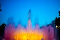 Night Photograph Of The Performance Of The Singing Magic Fountain Of Montjuic In Barcelona, Catalonia, Spain Royalty Free Stock Photo