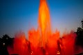 Night Photograph Of The Performance Of The Singing Magic Fountain Of Montjuic In Barcelona, Catalonia, Spain Royalty Free Stock Photo